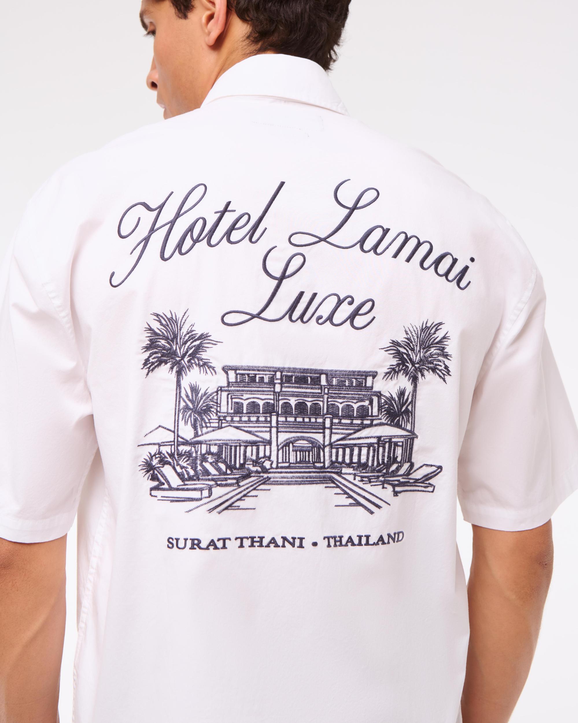 Short-Sleeve Cropped Embroidery Shirt Product Image