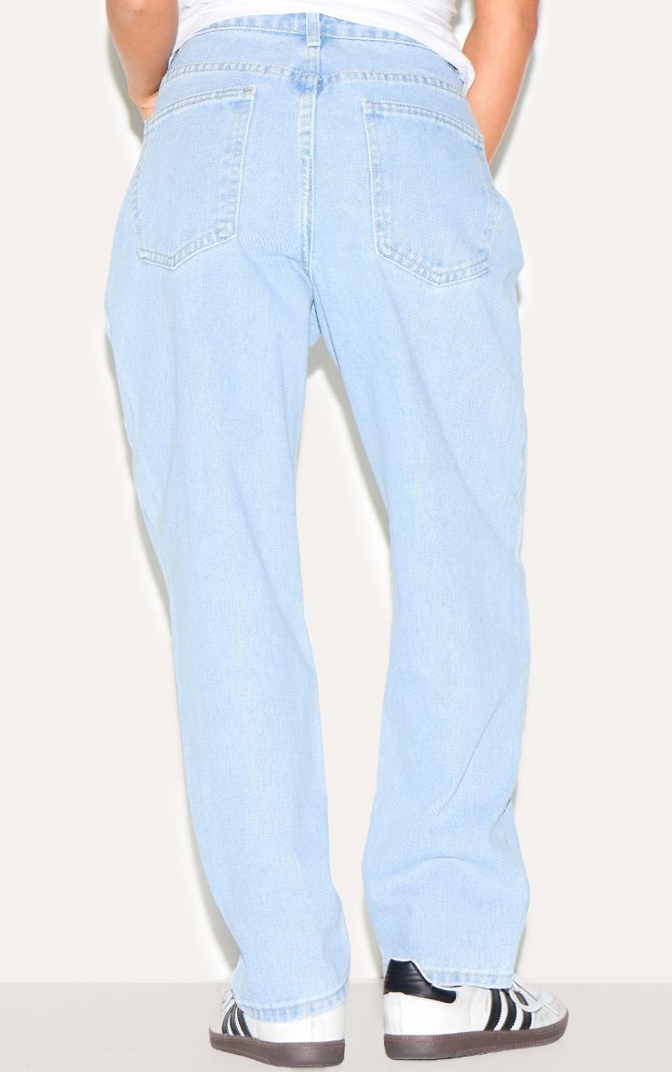 PRETTYLITTLETHING Petite Light Blue High Waist Mom Jeans Product Image