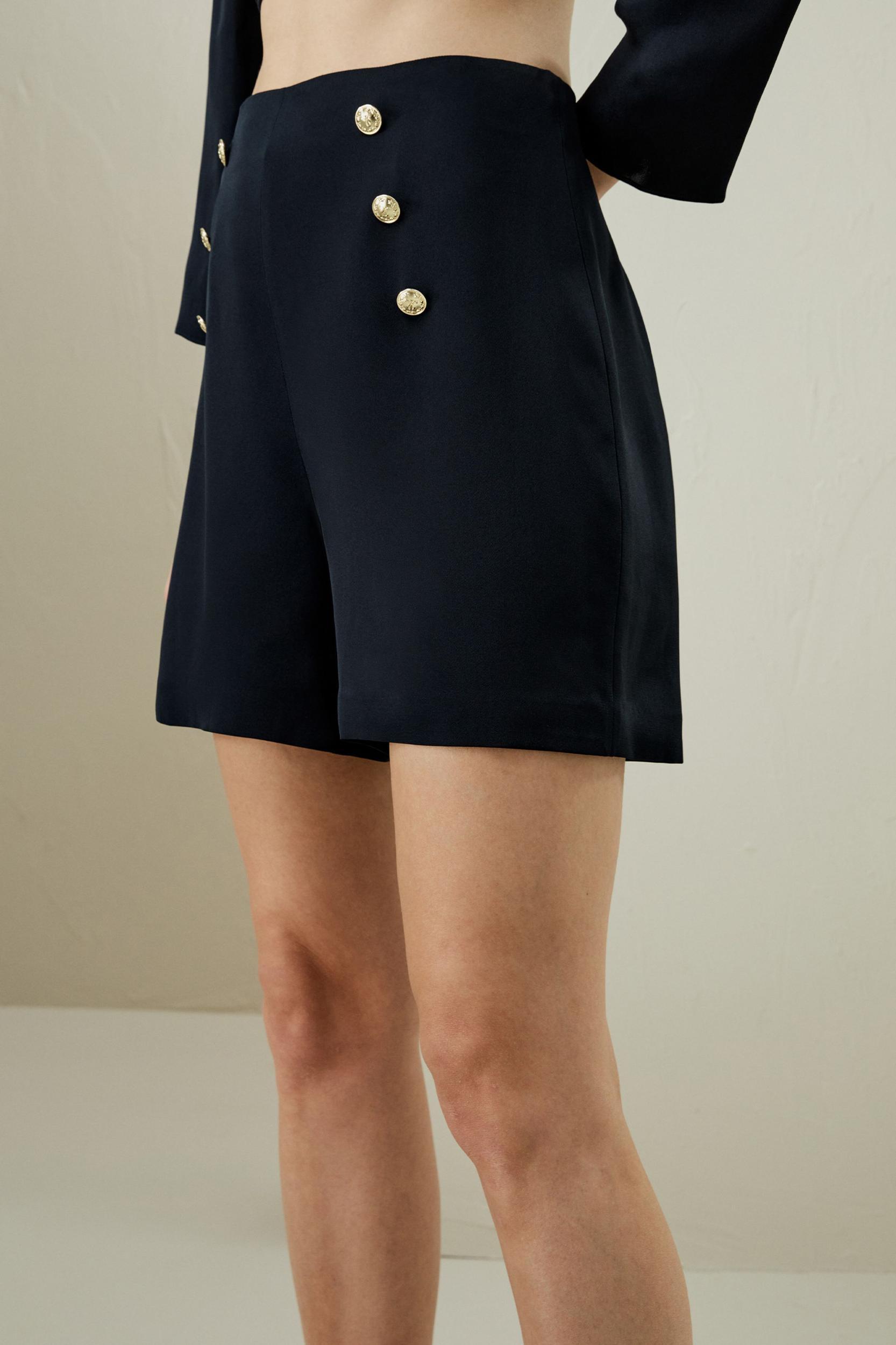 High Waisted Shorts With Button Accents Product Image