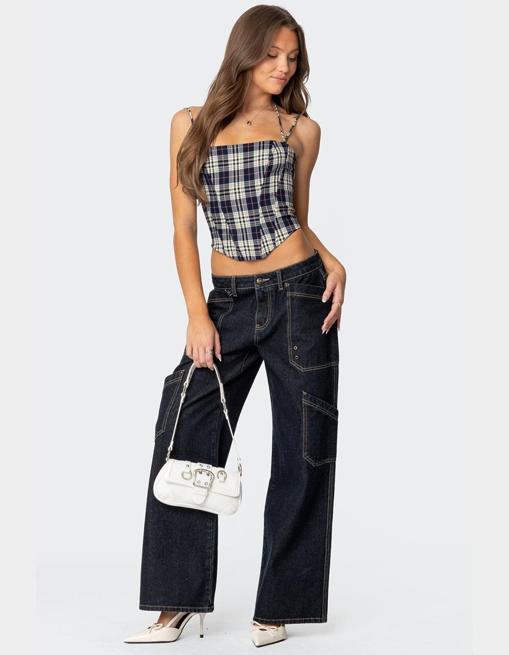 EDIKTED Leon Plaid Corset Product Image