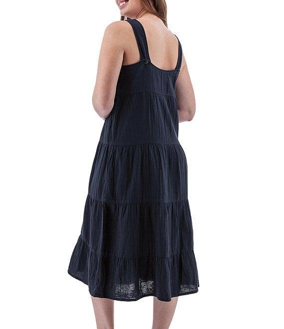 Aventura Kelford Organic Cotton Gauze Woven Square Neck Tiered Midi A-Line Dress Product Image