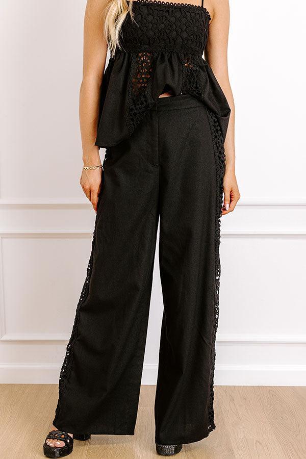 Boheme Bay High Waist Crochet Wide Leg Pants in Black Product Image