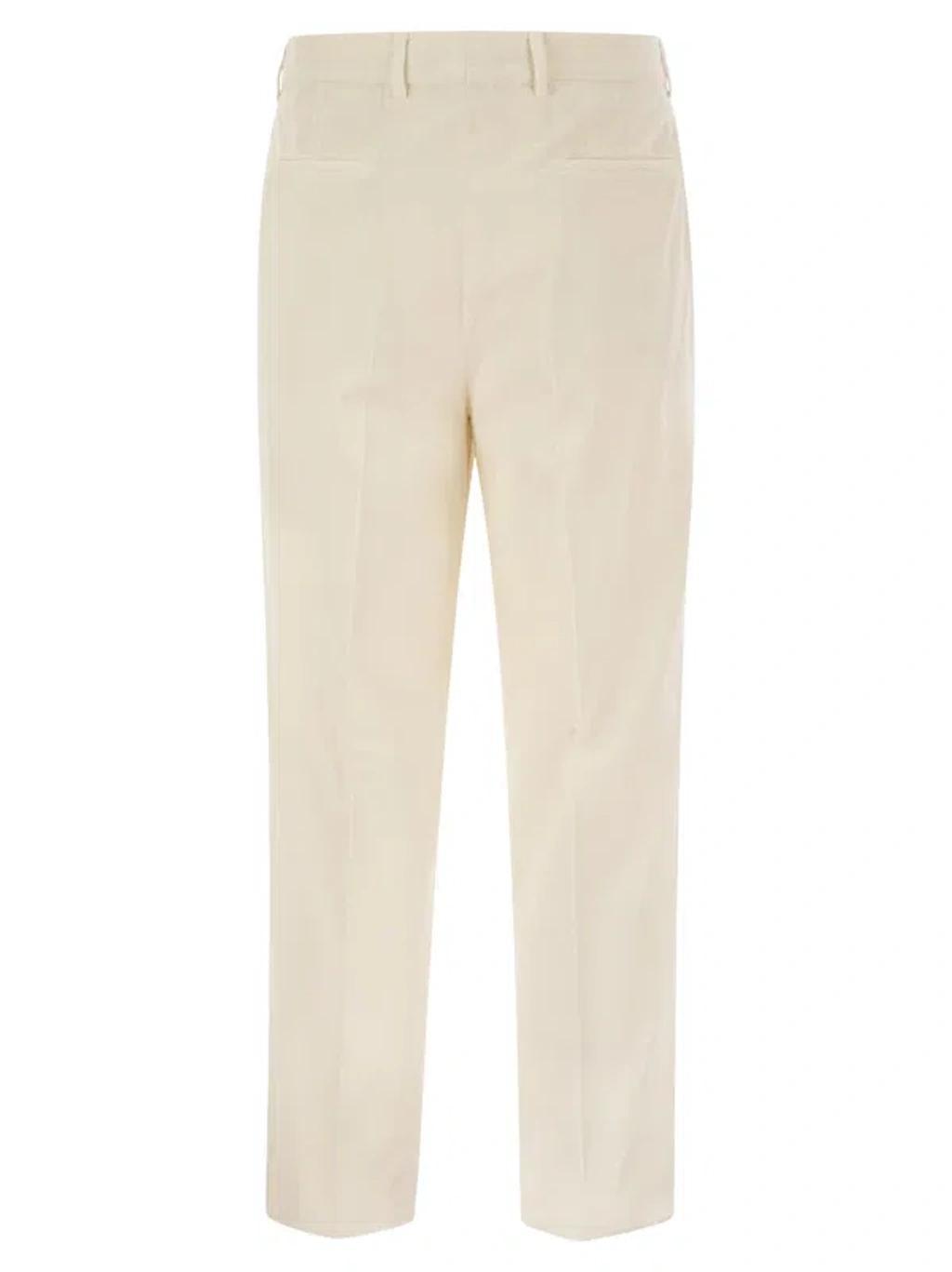 BRUNELLO CUCINELLI Leisure Fit Trousers In Garment Dyed Cotton Corduroy With Darts In Neutral Product Image