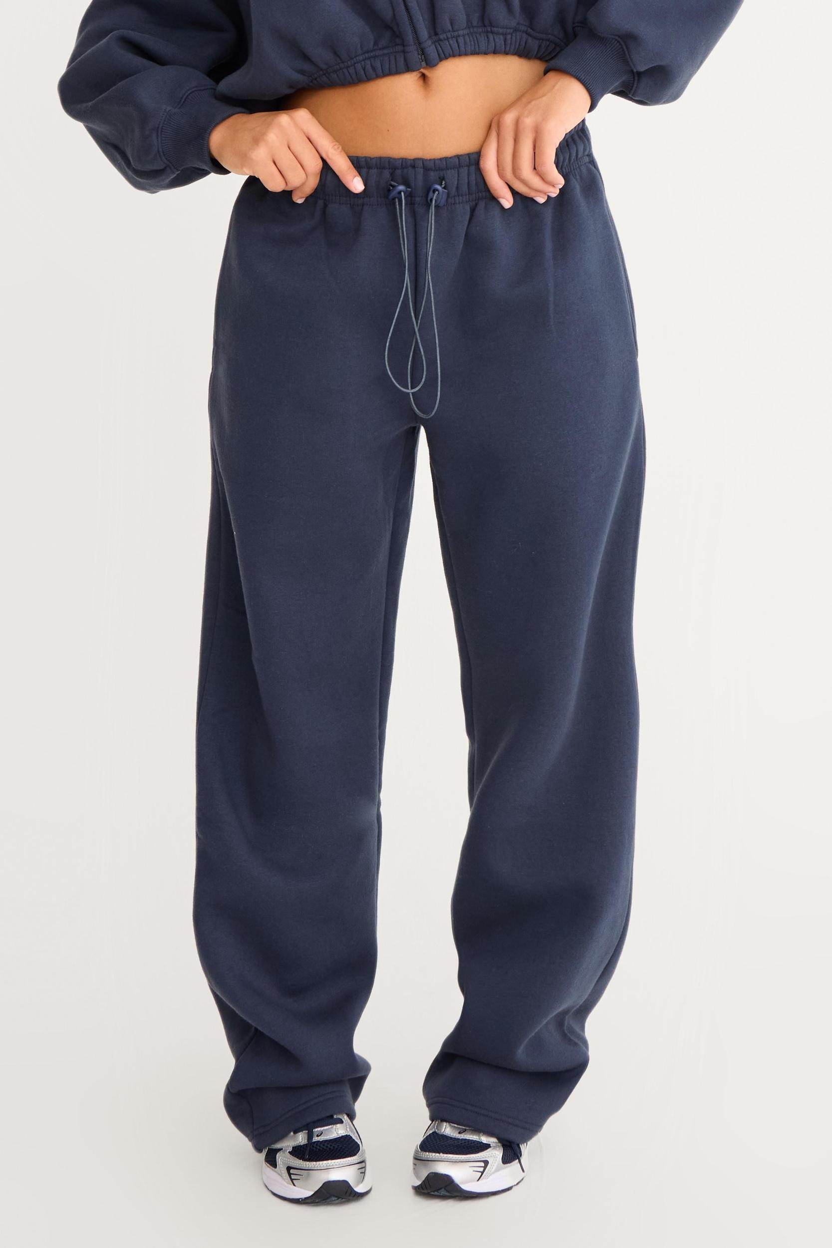 Navy Drawcord Hem Oversized Sweatpants Product Image