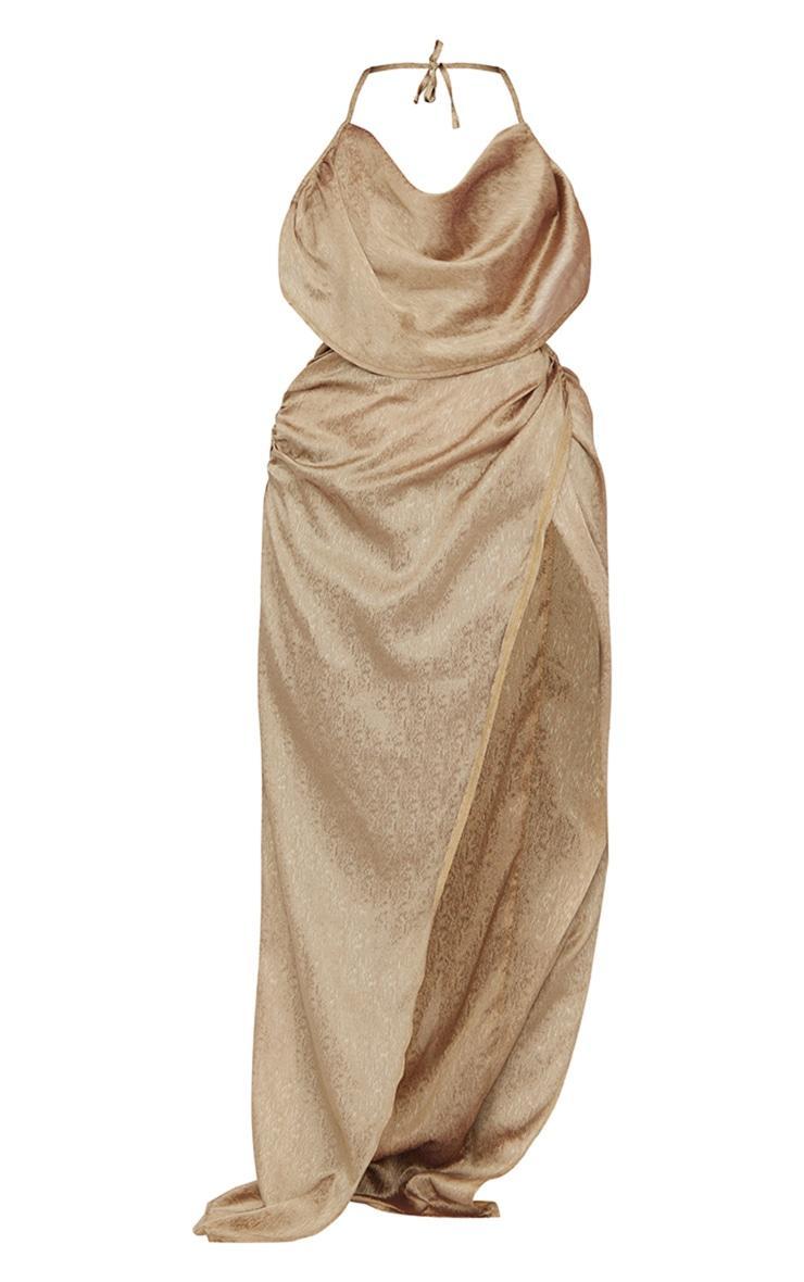Gold Satin Cowl Neck Maxi Dress Product Image