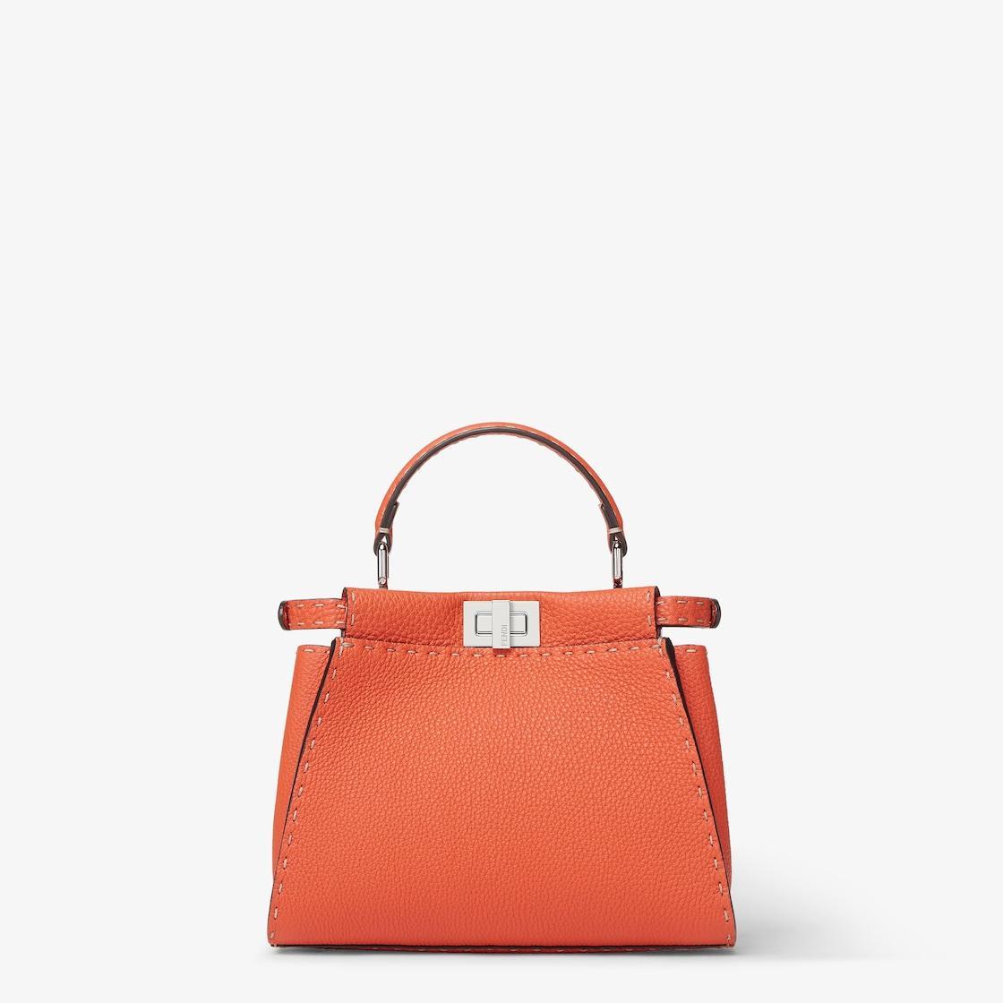 Peekaboo MiniOrange Selleria bag with 1048 hand-sewn topstitches Product Image