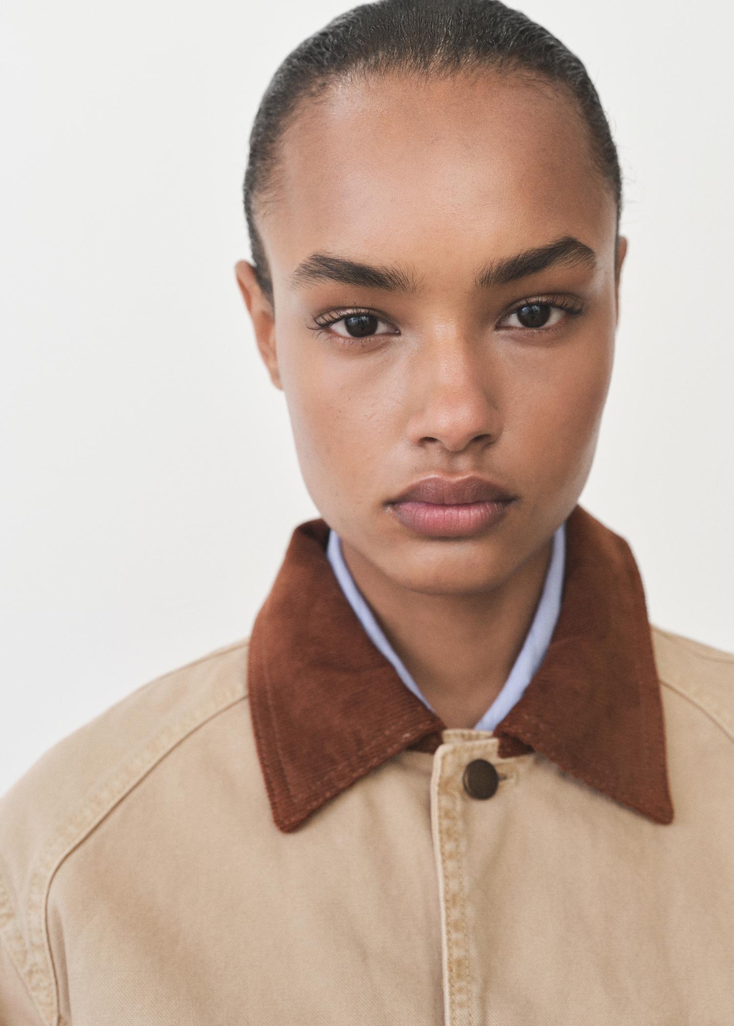 Denim parka with contrasting collar - Women | MANGO USA Product Image