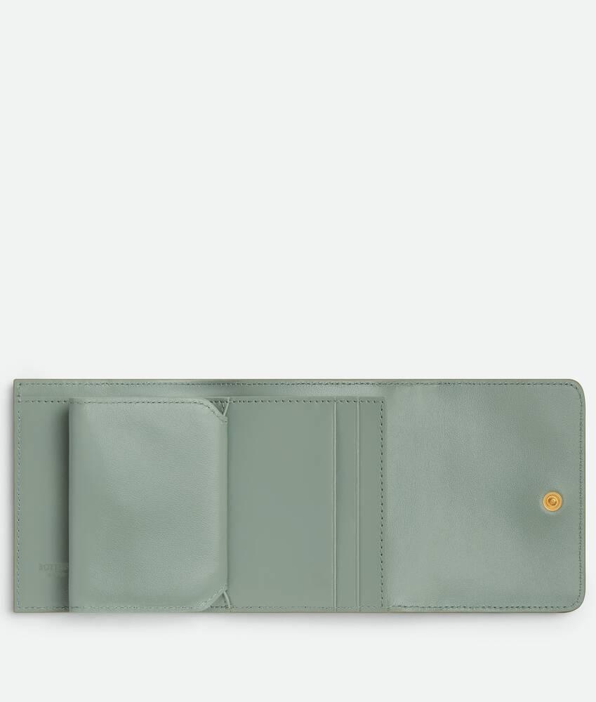 Women's Intrecciato Tri-Fold Wallet in Travertine / New sauge Product Image