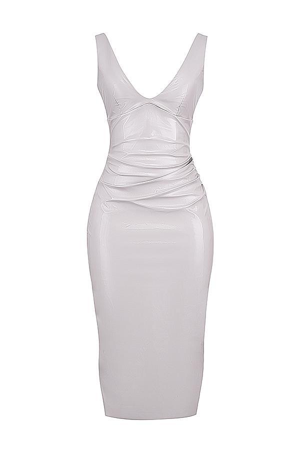 Madeleine  violet ice vinyl midi dress - sale Product Image