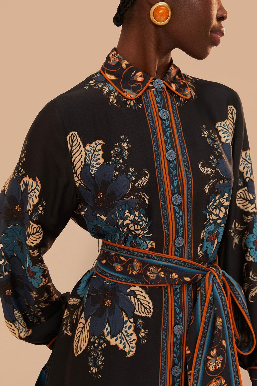Black Blossom Tapestry LENZING ECOVERO Viscose Mini Dress, BLOSSOM TAPESTRY BLACK / XL Product Image