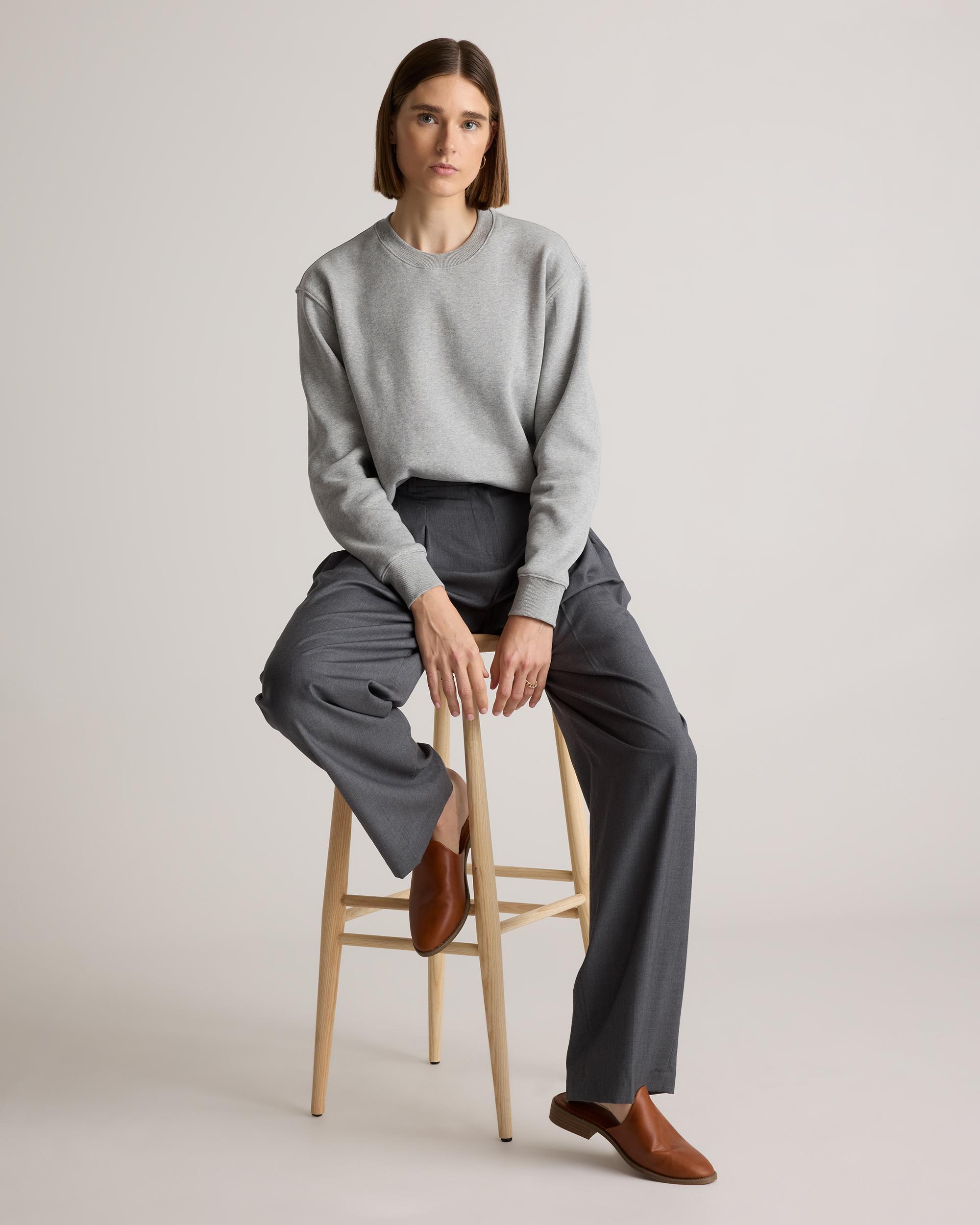Quince | Women's Organic Heavyweight Fleece Crew Neck Alpaca Sweater Organic Cotton Product Image
