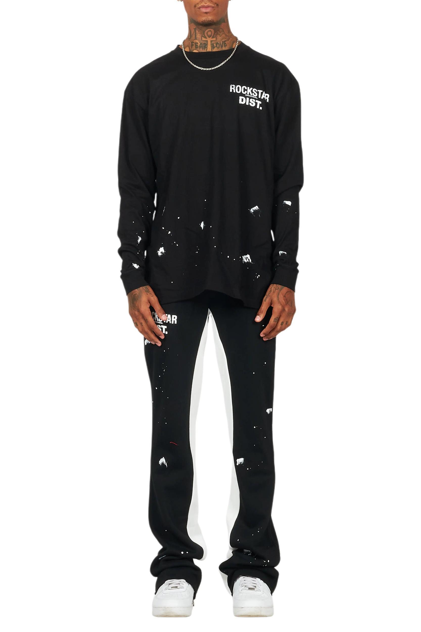 Raffer Black Long Sleeve T-Shirt/Baggy Pant Set Male Product Image
