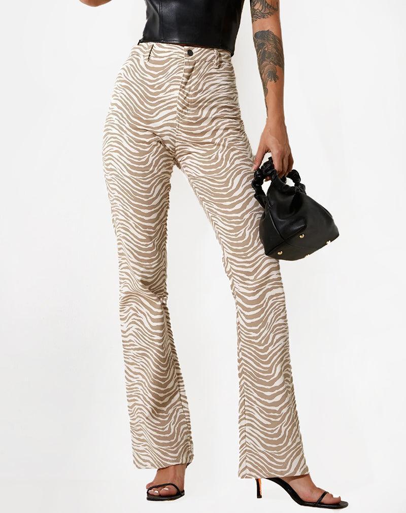 Zoven Flare Trouser in Tonal Zebra Product Image