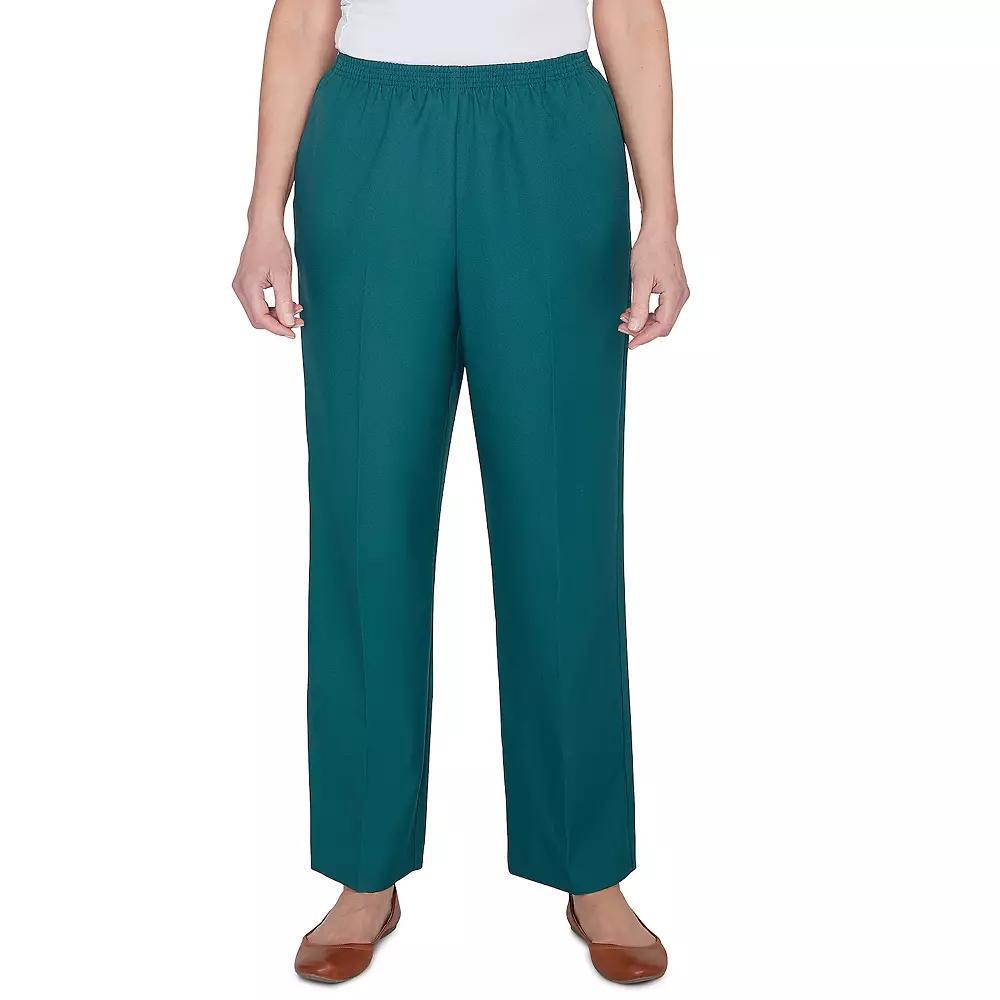 Women's Alfred Dunner Classic Full Elastic Short Mid Rise Pants, Size: 12 Short, Green Product Image