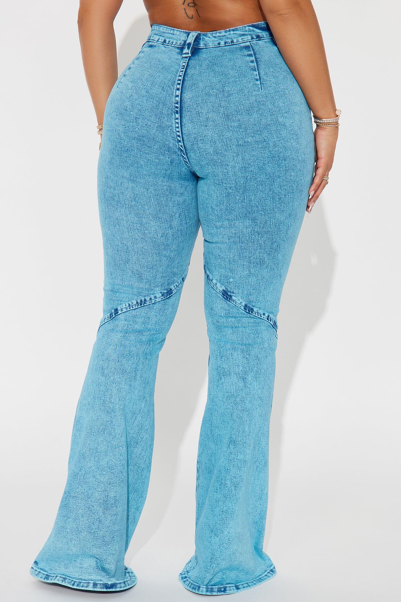 Couldn't Be Better Stretch Acid Wash Flare Jeans - Blue Product Image