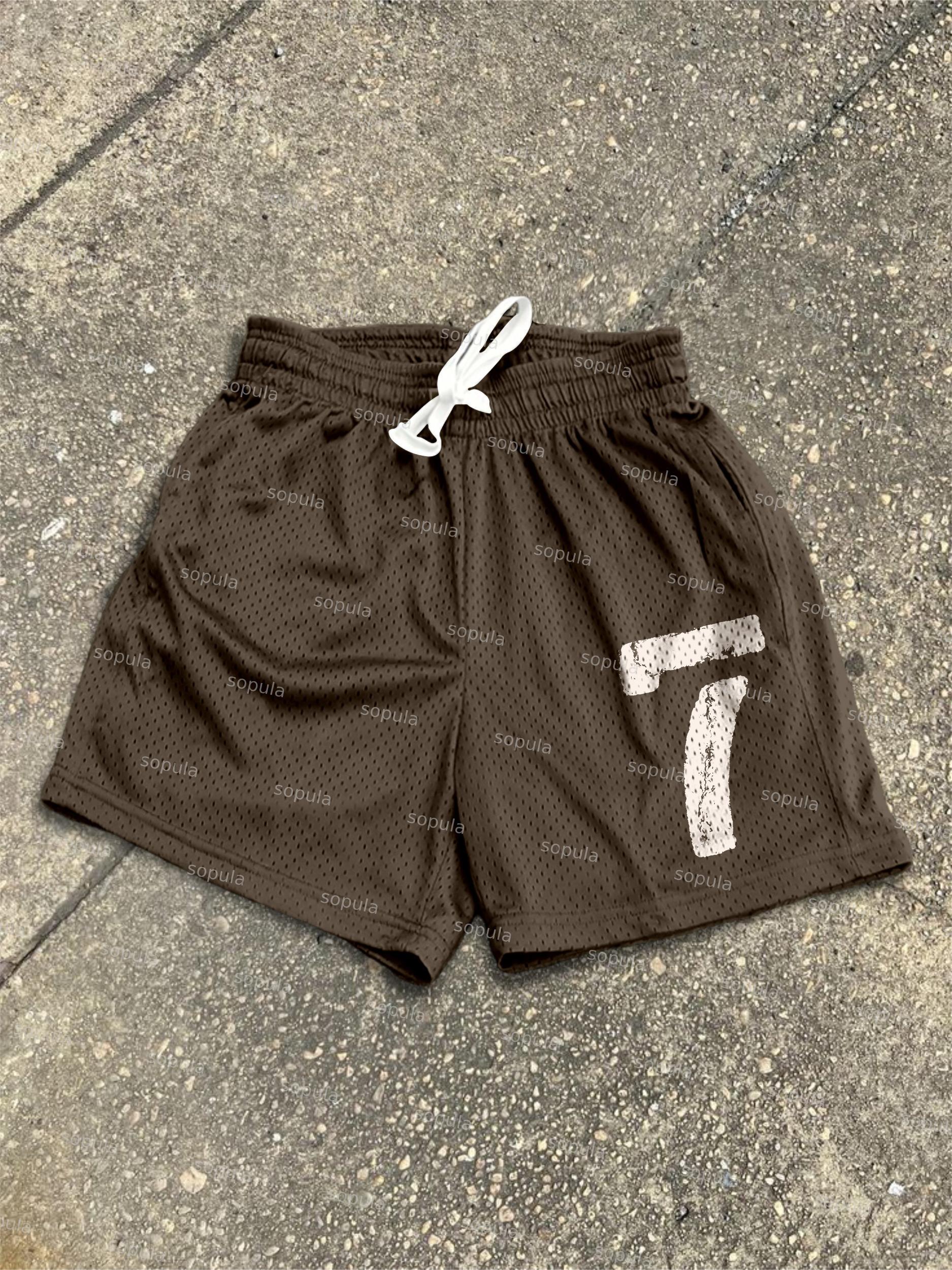 Sopula Vintage Aged No. 7 Graphic Mesh Shorts Product Image