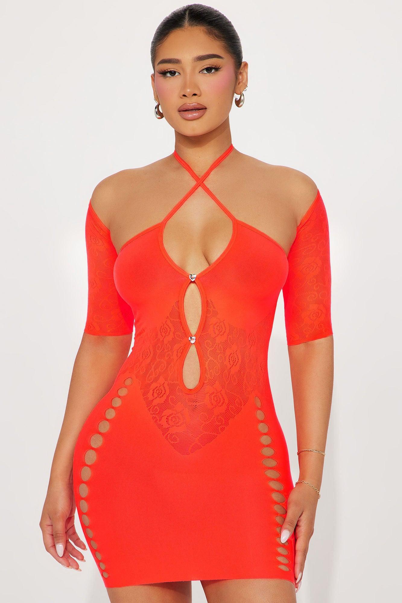 Celine Seamless Mini Dress - Neon Coral Product Image