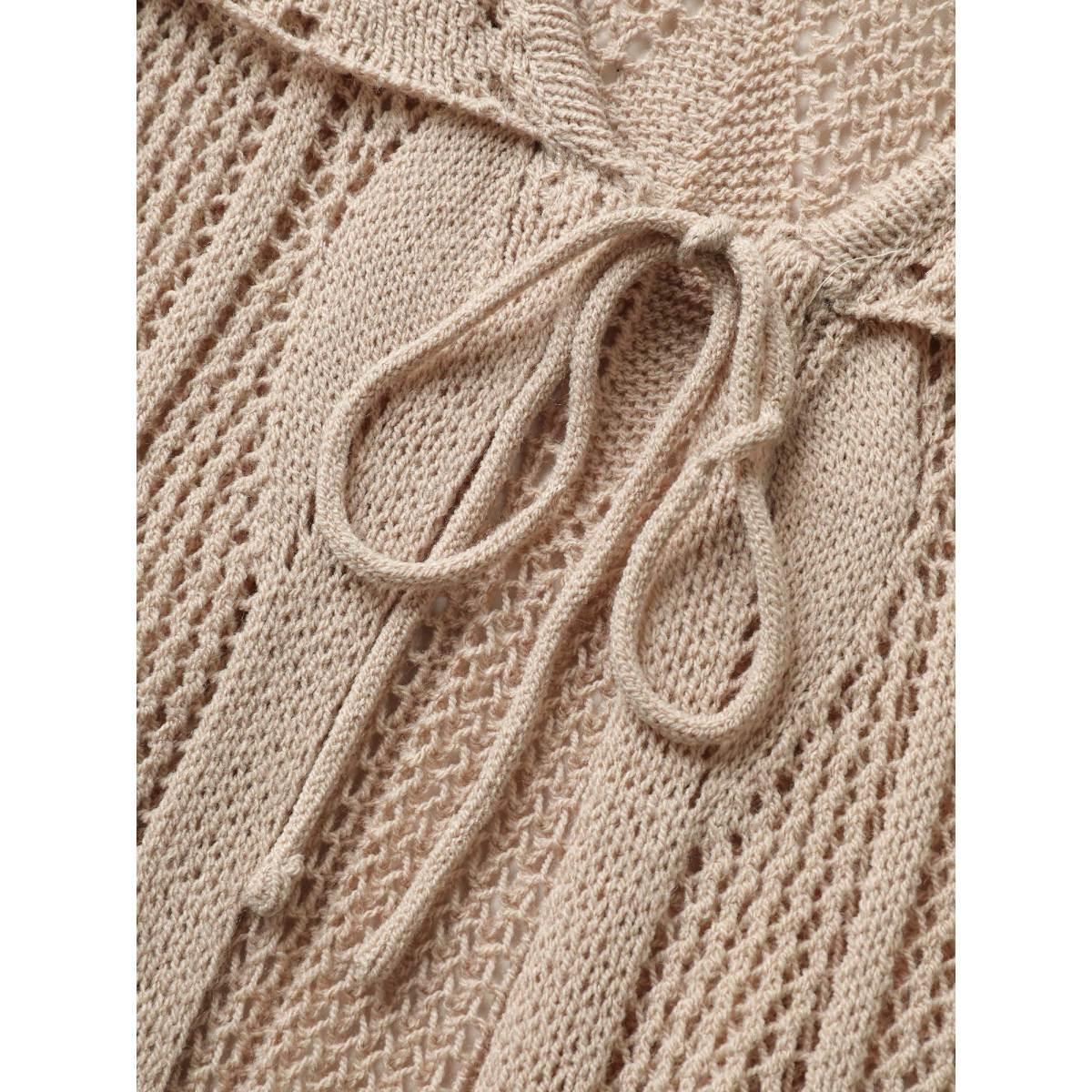 Plus Size Plain Texture Patchwork Cut Out Ties Swim Cover Up Women's Swimwear Apricot Beach Tie knot Curve Swim Cover Ups BloomChic 28/5X Product Image