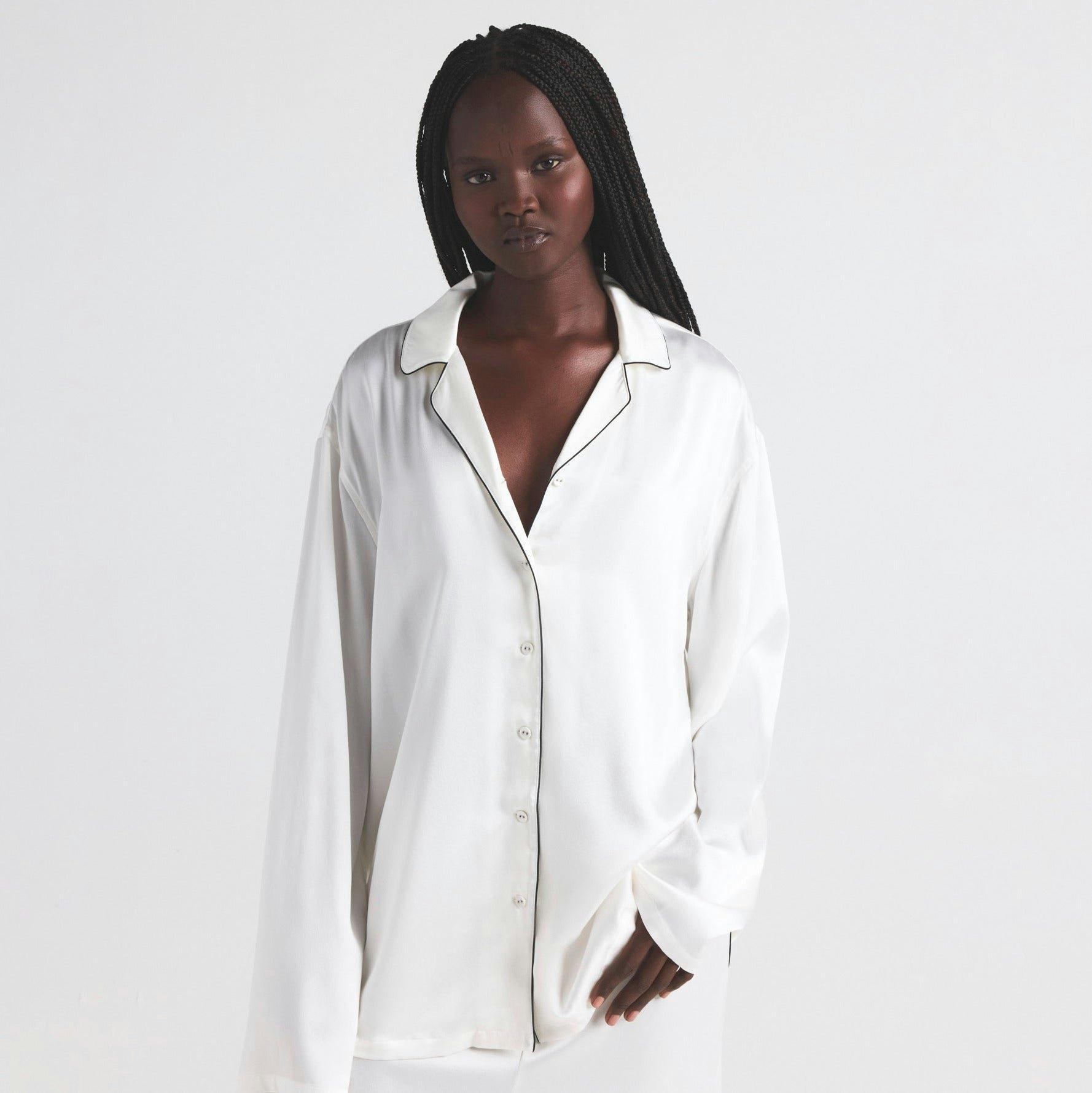 SILK LONG SLEEP SET | IVORY Product Image