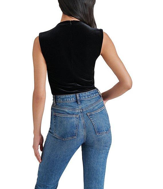 Steve Madden Essen Stretch Velvet Mock Neck Sleeveless Bodysuit Product Image