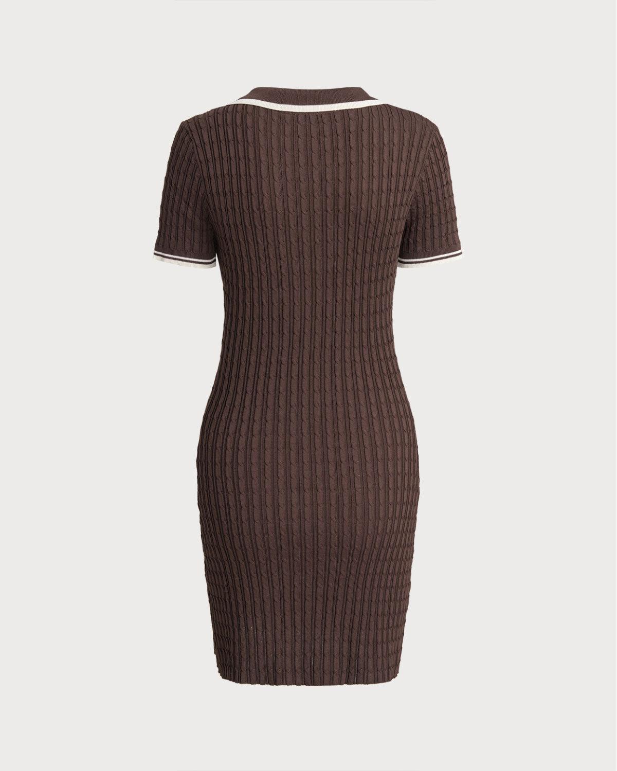 Coffee Bodycon Sweater Mini Dress Product Image
