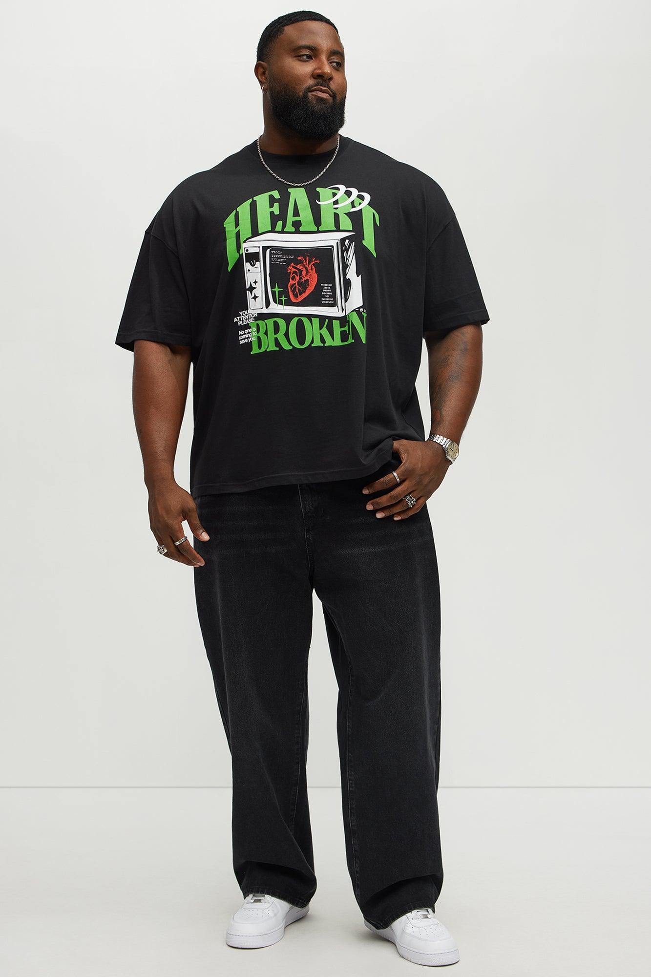 Heart Broken Televised Oversized Short Sleeve Tee - Black Male Product Image