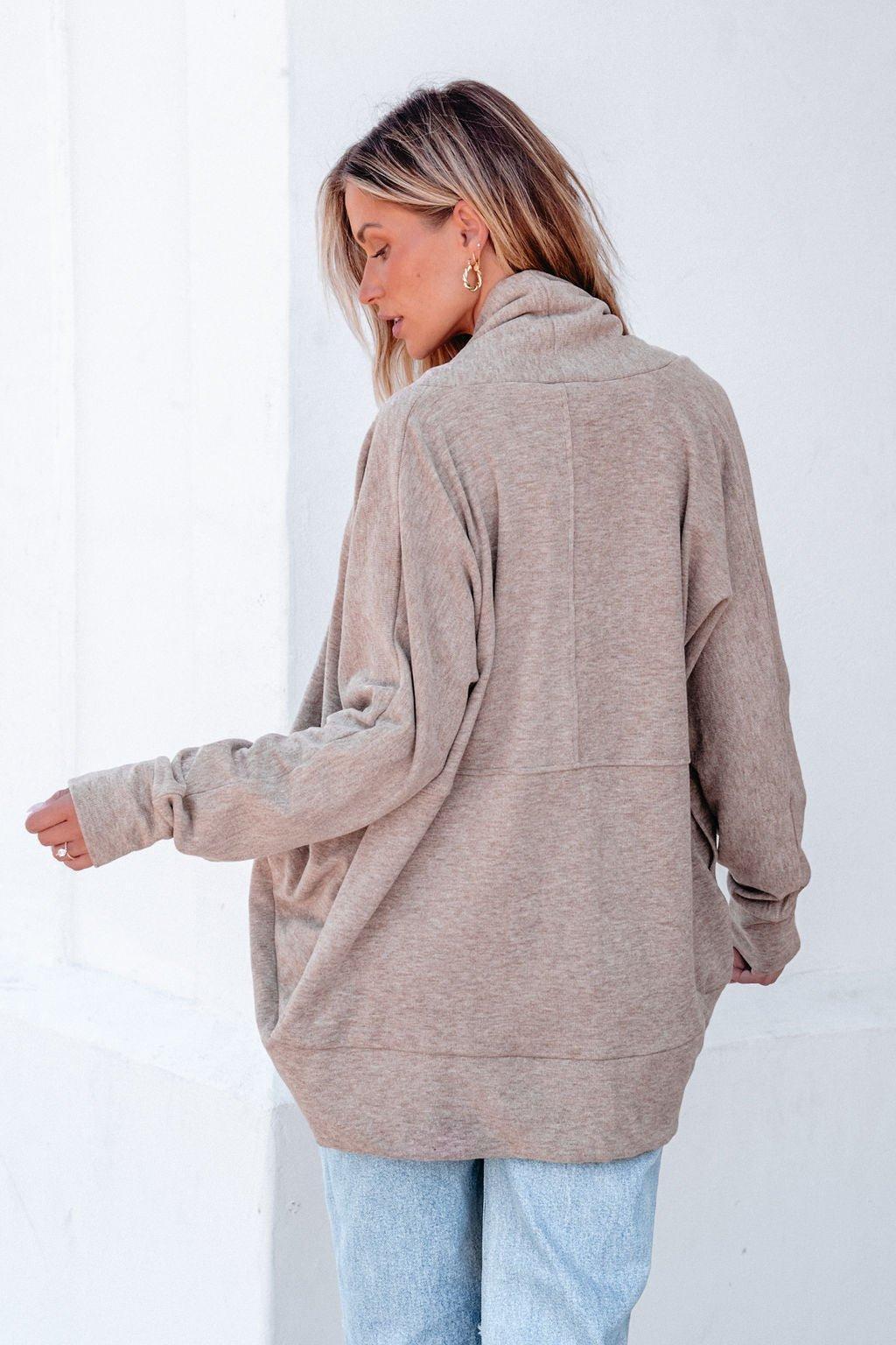Make It Yours Taupe Brushed Cardigan - FINAL SALE Female Product Image