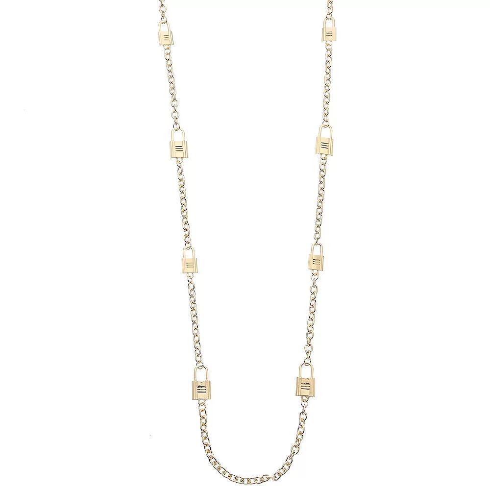 Juvell 18k Gold Plated Padlock Station Necklace, Women's, Size: 40", Gold Tone Product Image