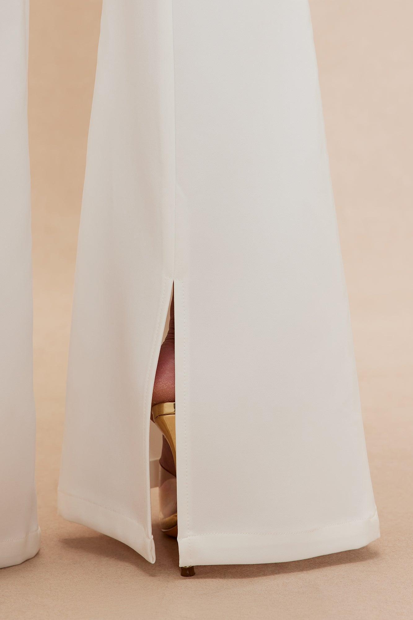 Gia Embellished Flare Pant Set - White Product Image