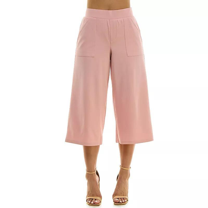 Women's Nina Leonard Elastic Waist Culotte Pants, Size: Medium, Blue Product Image