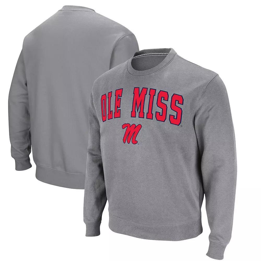 Men's Colosseum Heather Gray Ole Miss Rebels Arch & Logo Pullover Sweatshirt, Size: Large, Grey Product Image