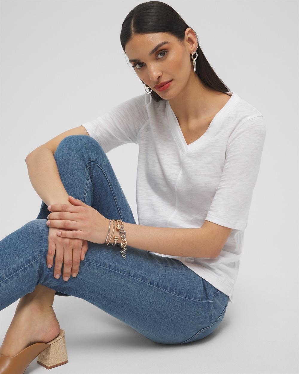 Women's Elbow Sleeve A-line Tee Product Image