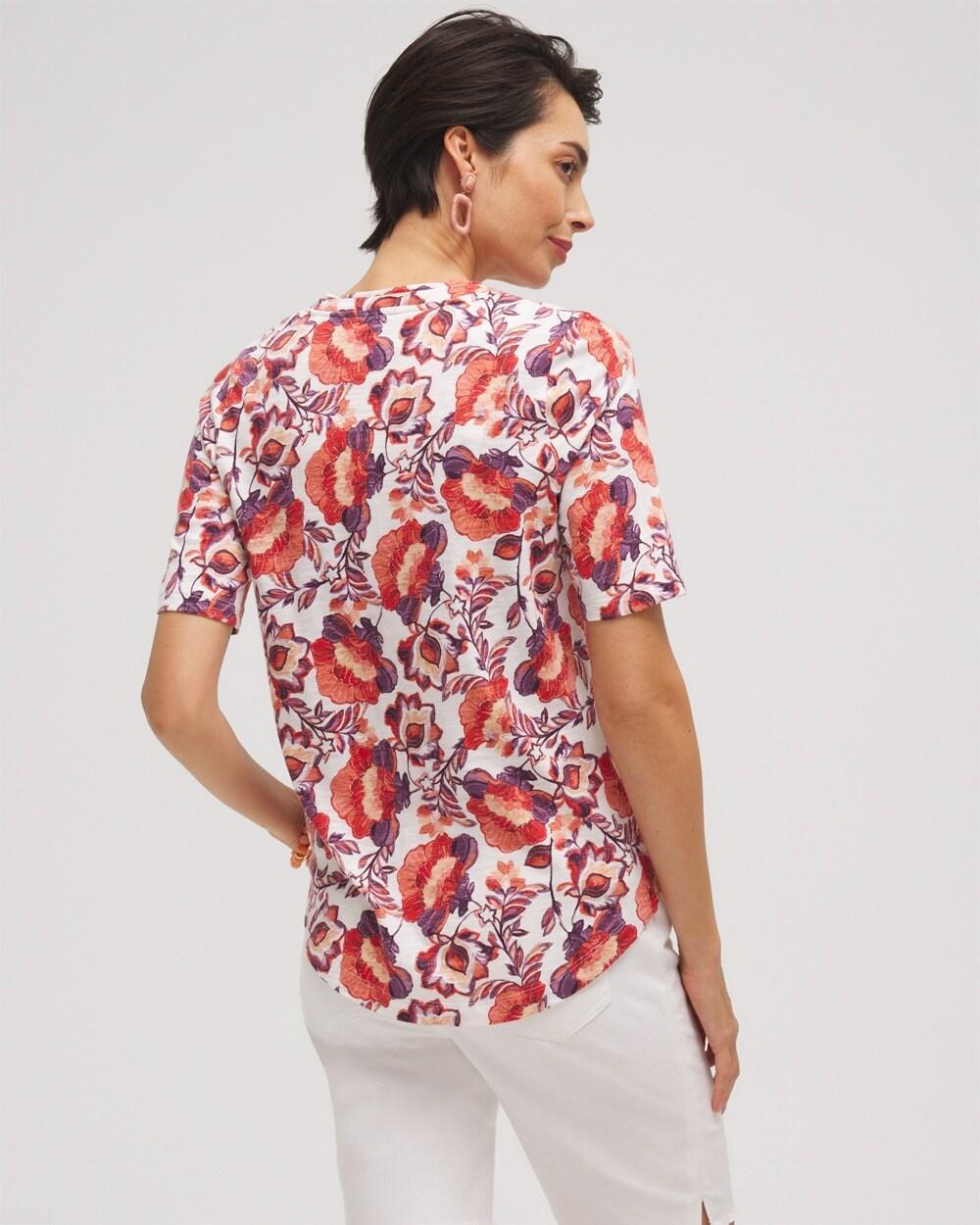 Floral Elbow Sleeve A-line Tee Product Image