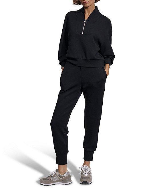 Varley Davidson DoubleSoft® Stand Collar V-Neck Quater Zip Long Sleeve Sweat Jacket Product Image