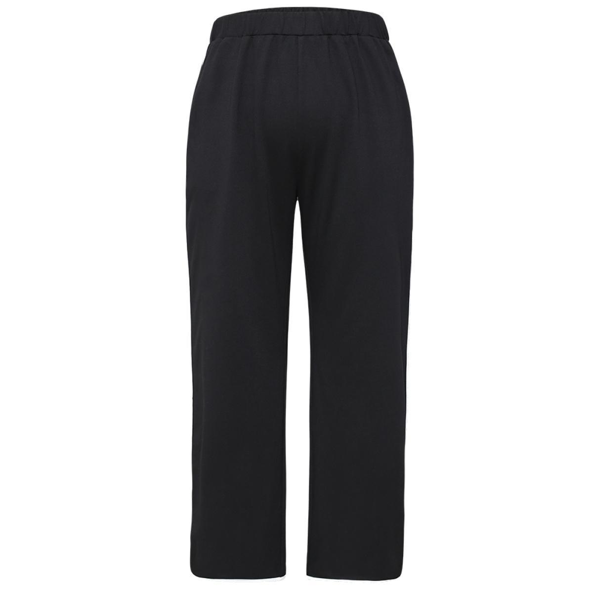 Contrast Pocket Seam Detail Split Hem Sweatpants Black Plus Size Women Casual Dailywear Contrast 26/4X Bloomchic Product Image