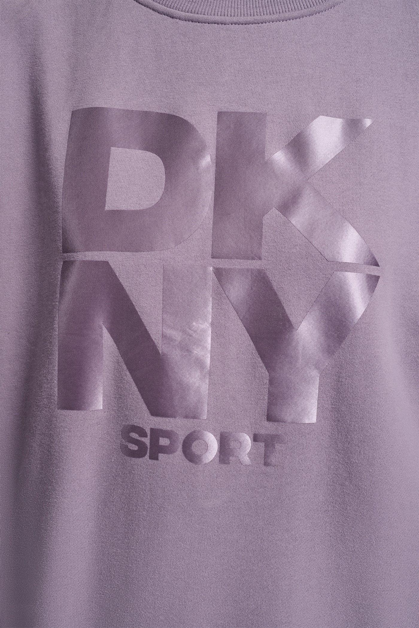 STACKED SATIN LOGO LONG LINE CREW NECK PULLOVER Product Image