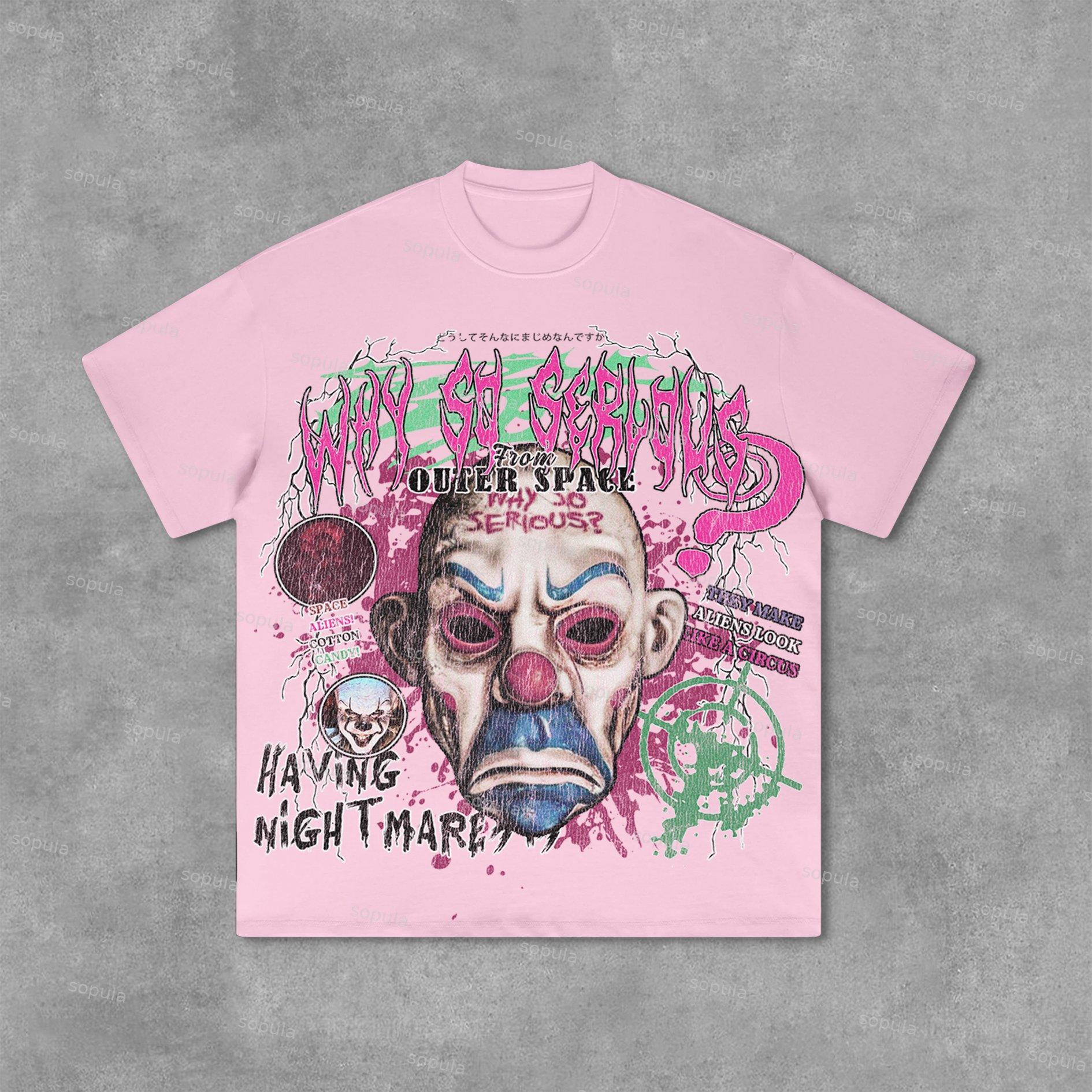 Sopula Dark Fear Joker Broken Print Graphic Cotton T-Shirt Product Image