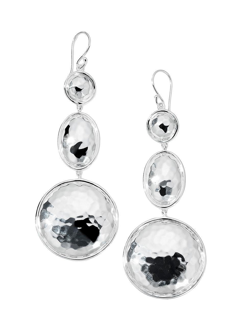 Large Hammered Triple Snowman Earrings in 925 Sterling Silver Product Image