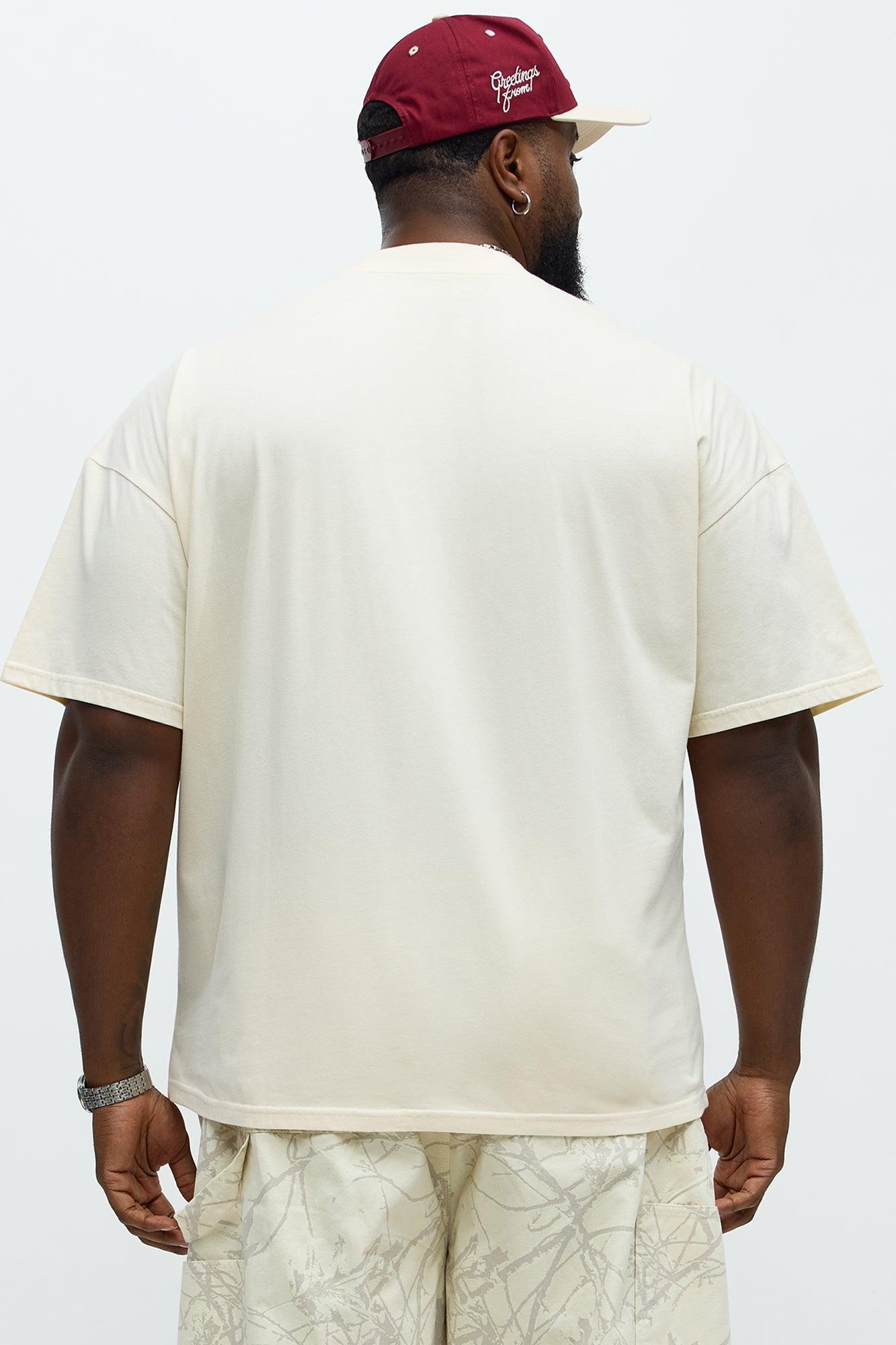 Oversized Mini Embroidery Heavy Weight Boxy tee - Cream Product Image