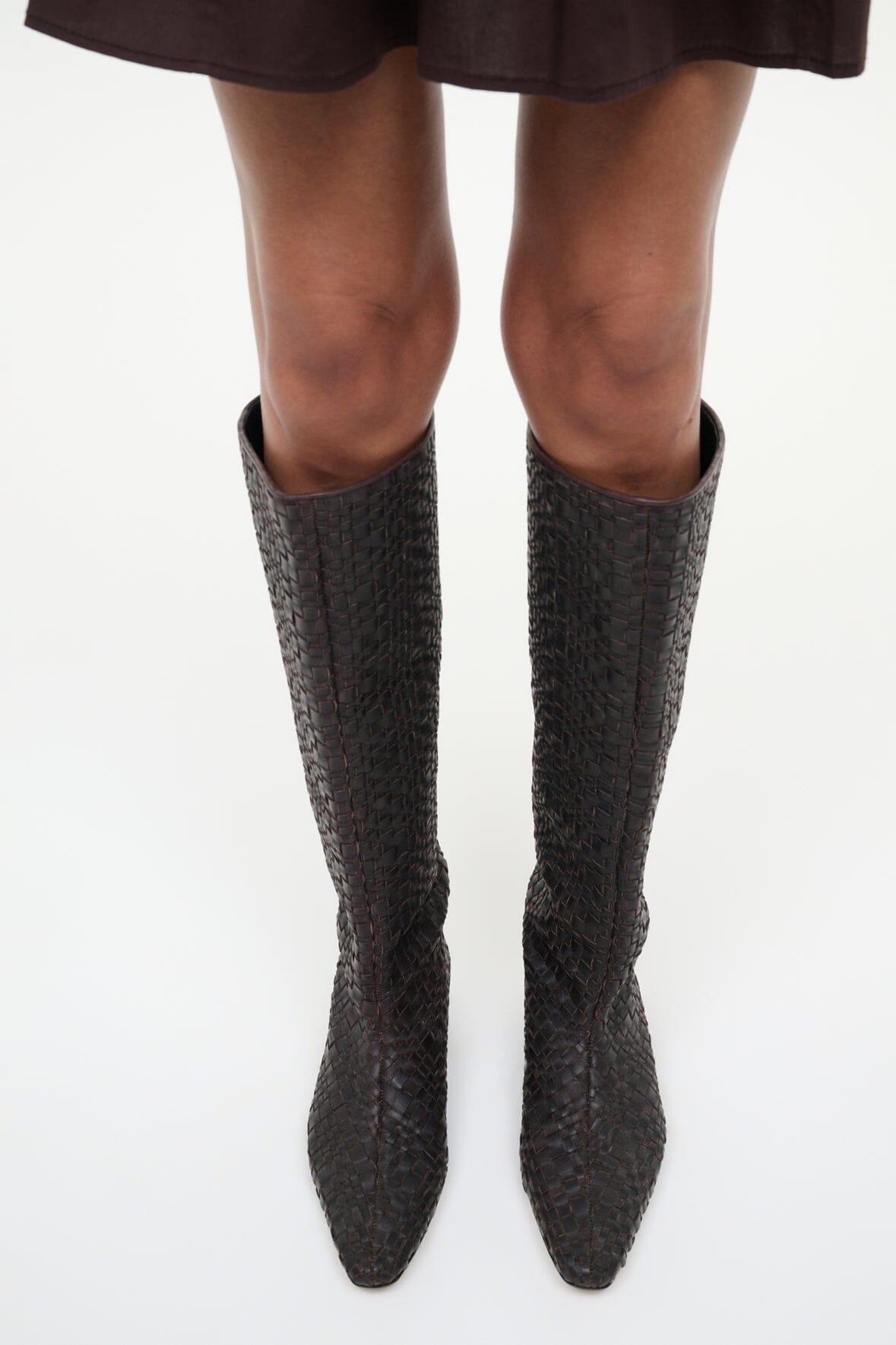 WALLY FLAT BOOT | ESPRESSO WOVEN LEATHER Product Image