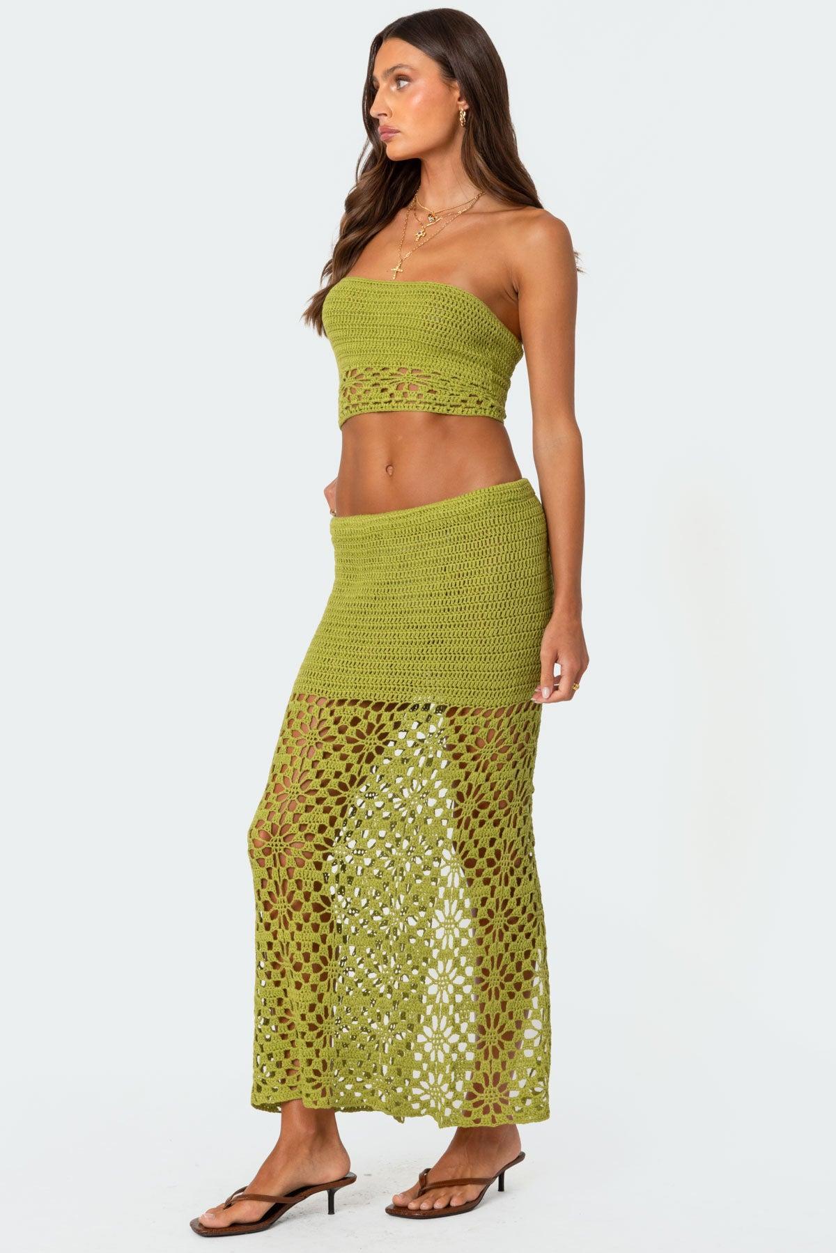 Ida Back Slit Crochet Maxi Skirt Product Image