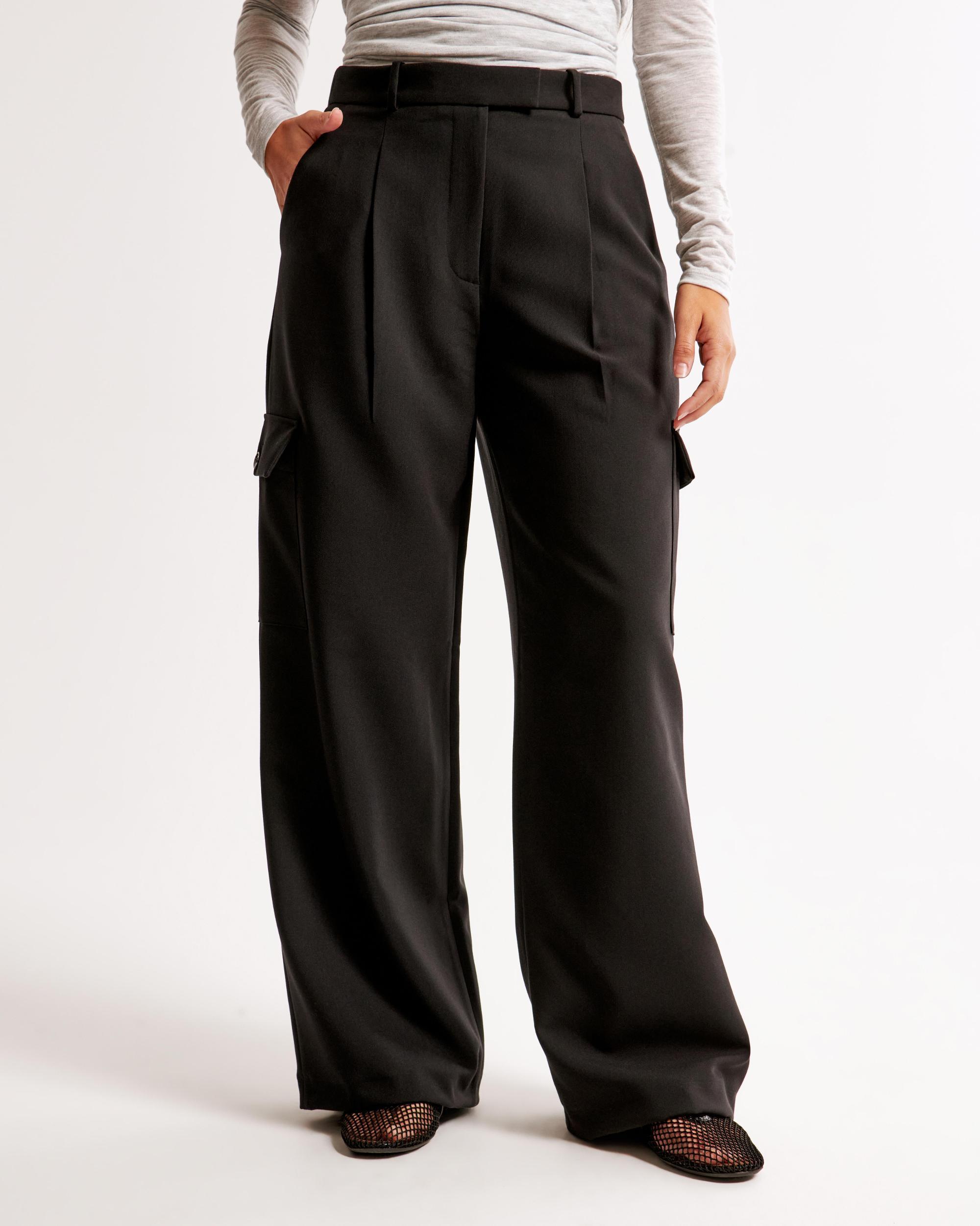 Curve Love A&F Harper Tailored Ultra Wide Leg Cargo Pant Product Image