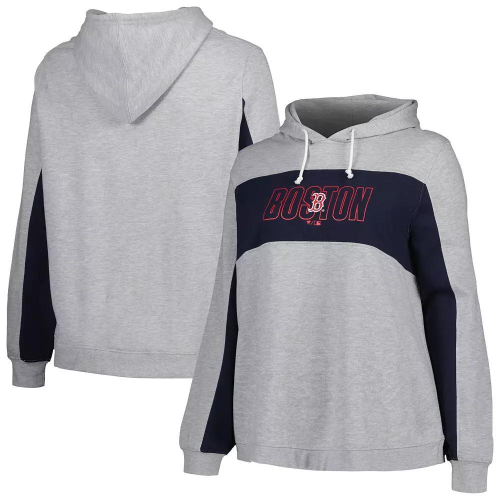 Women's Profile Heather Gray Boston Red Sox Plus Size Pullover Jersey Hoodie, Size: 3XL, Grey Product Image