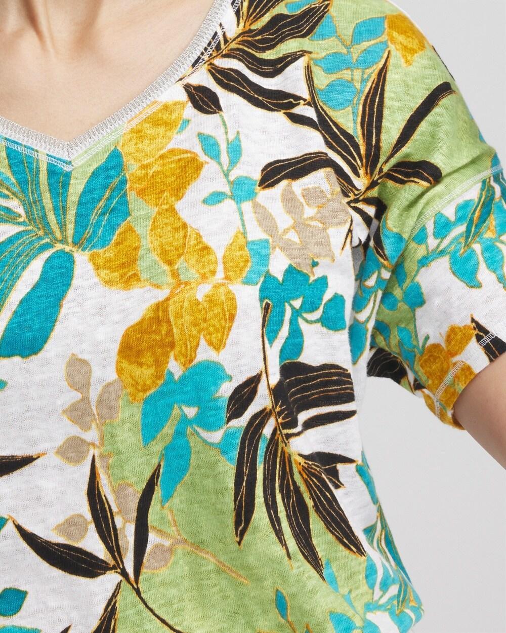 Linen Palms Sweater Trim Tee Product Image
