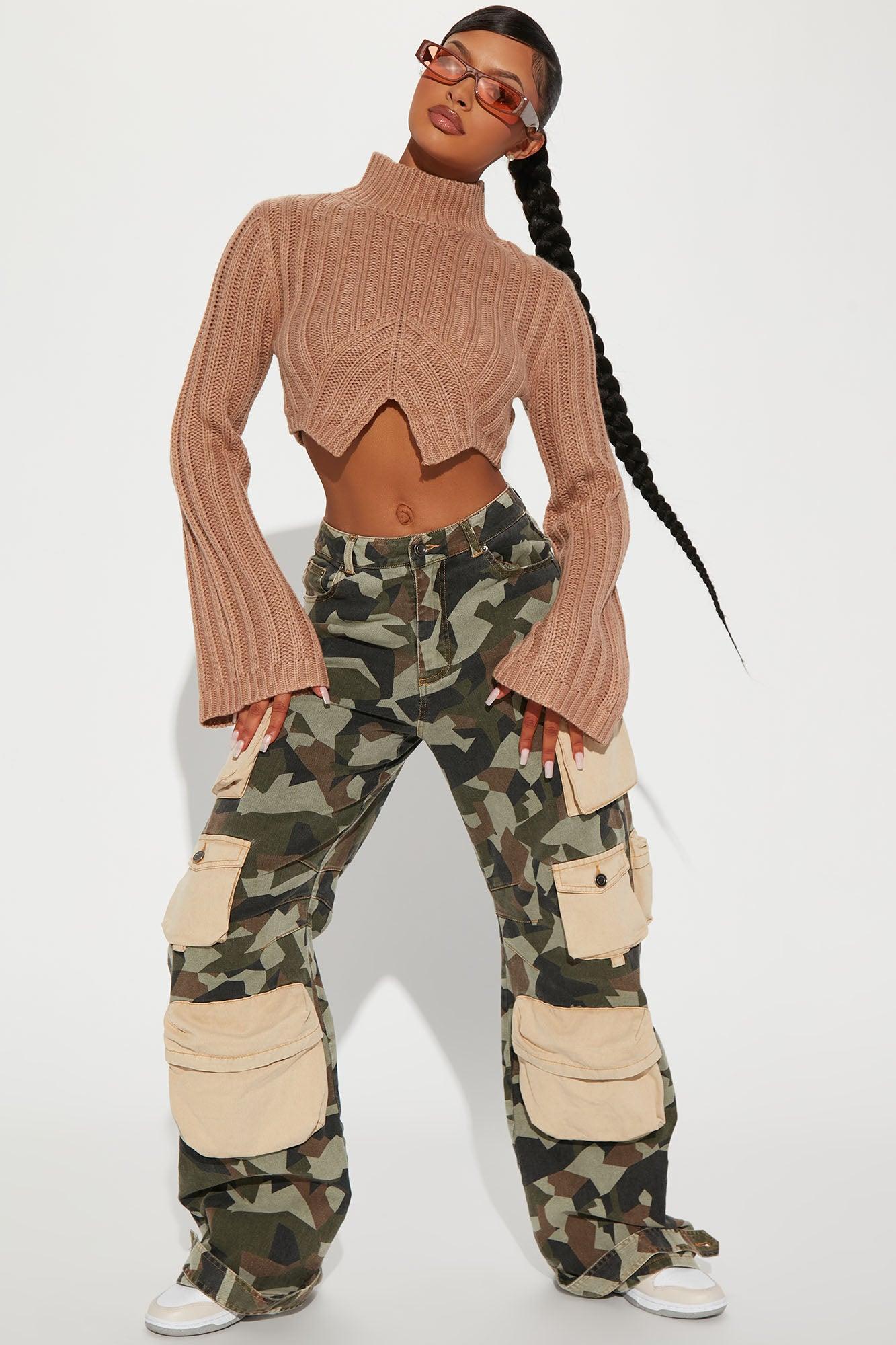 Rebel Heart Cropped Turtleneck Sweater - Taupe Product Image