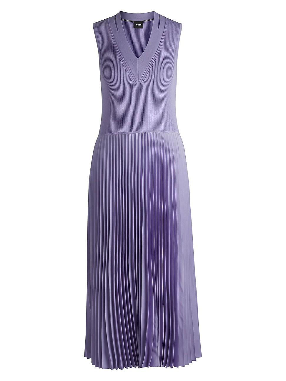 Womens Mixed-Material Dress with Plisse Skirt Product Image
