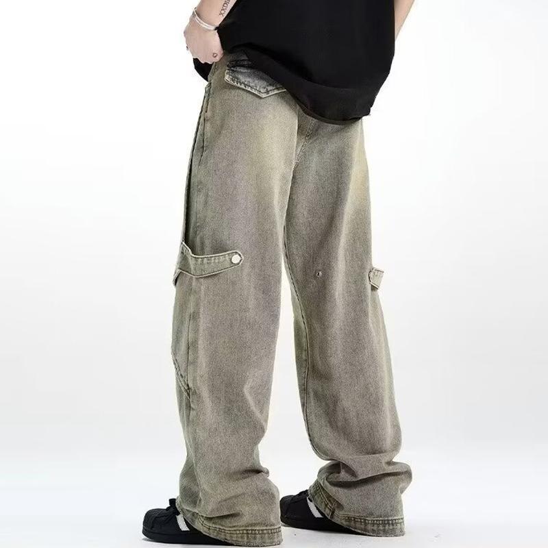 Sopula Men's Patchwork High Street Vintage Washed Jeans Product Image