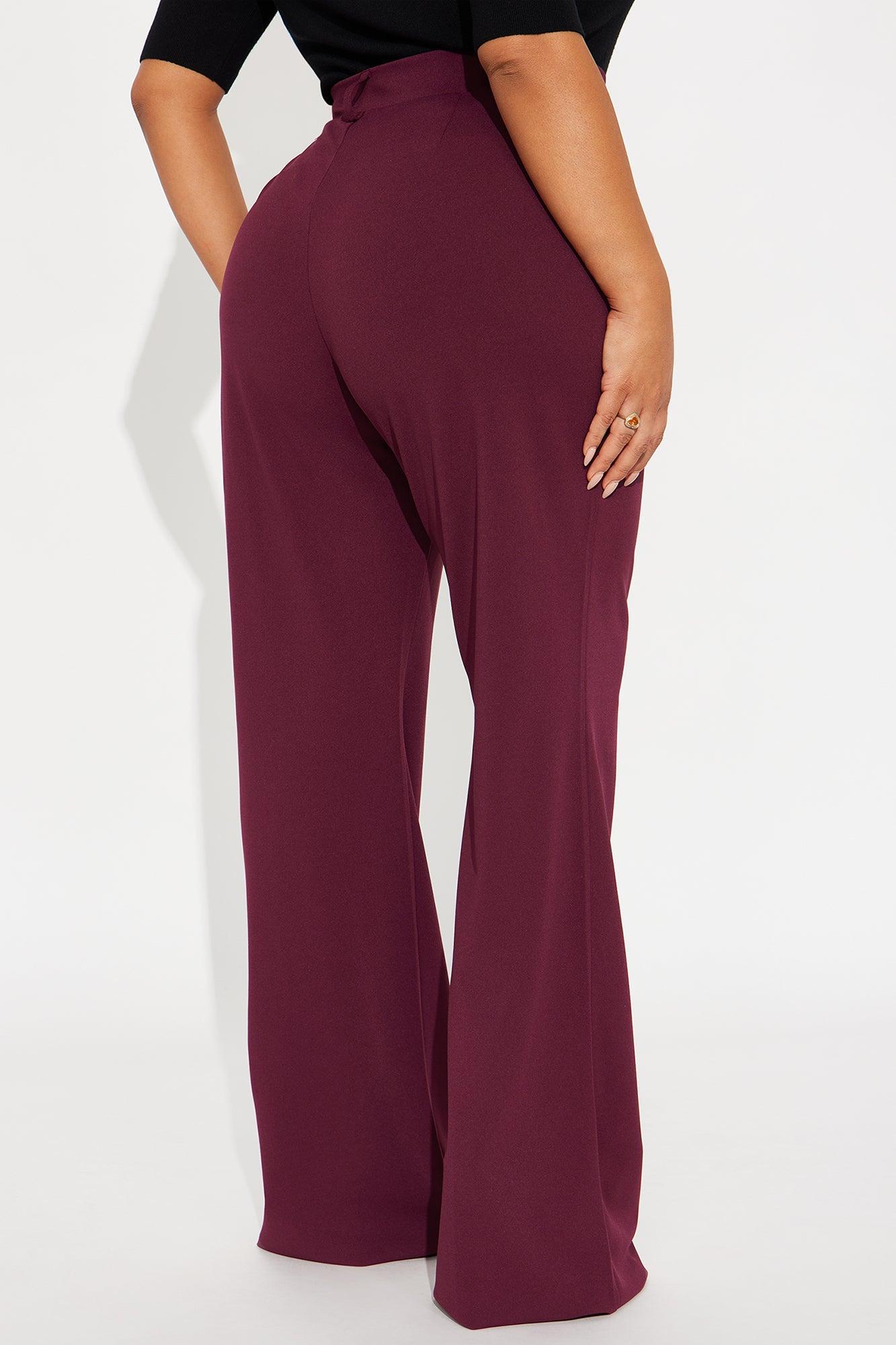 Tall Heidi Wide Leg Trouser Pant - Burgundy Product Image