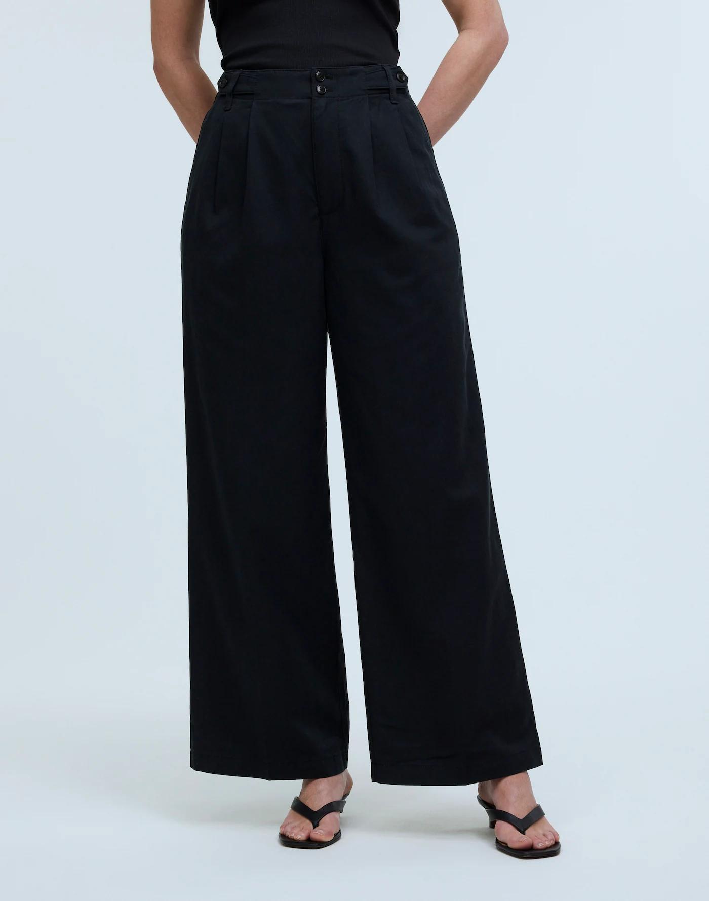 The Curvy Harlow Wide-Leg Pant in Drapey Twill Product Image
