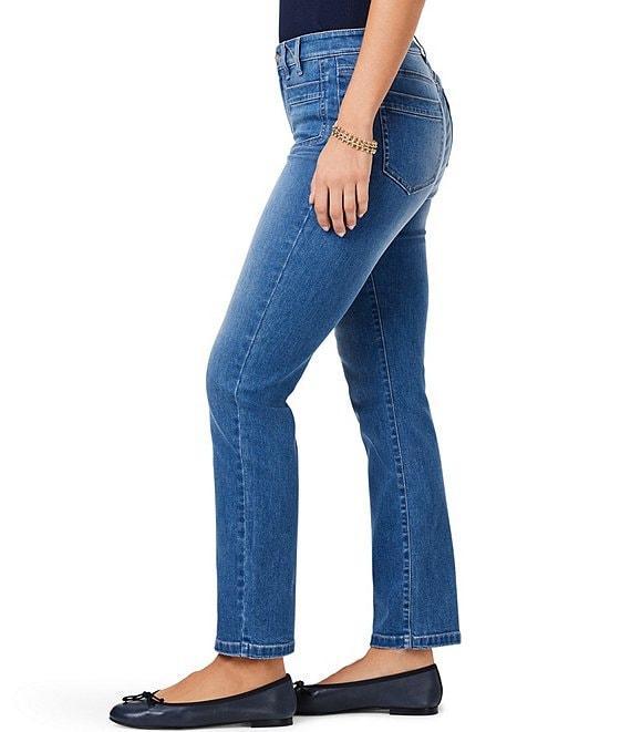 NIC + ZOE Mid Rise Straight Leg Patch Pocket Denim Ankle Jeans Product Image